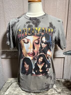 Aaliyah back tie dye T Shirt Large rap hip hop tee R B shirt